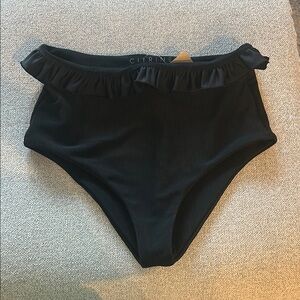 NWT Black Ruffle High-Waisted Bikini Bottom